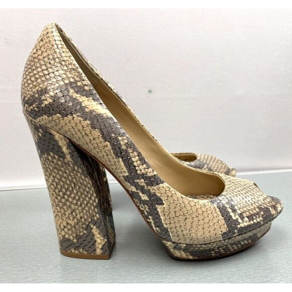 BCBGMaxazria Women's Dahlia 1 Pumps High Heel Snake Embossed Leather 8 B/38 - Picture 14 of 16
